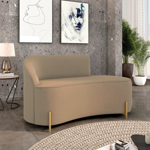 Sofá 2 Lugares Orgânico 140cm Pé Dourado Morgan Suede D03 - D