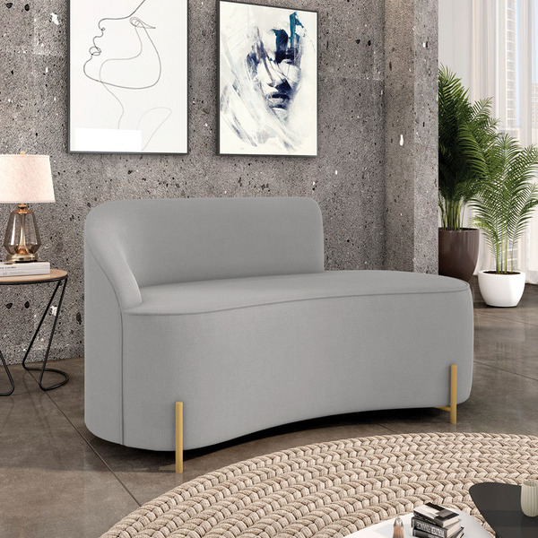 Sofá 2 Lugares Orgânico 140cm Pé Dourado Morgan Suede D03 - D