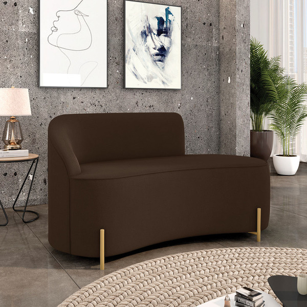 Sofá 2 Lugares Orgânico 140cm Pé Dourado Morgan Suede D03 - D