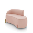 Sofá 2 Lugares Orgânico 140cm Pé Dourado Morgan Veludo Rosê