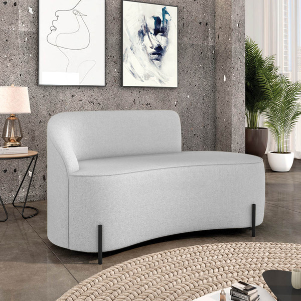 Sofá 2 Lugares Orgânico 140cm Pé Ferro Preto Morgan Linho D03