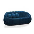 Sofá 2 Lugares Orgânico Para Sala Cloud Bouclê Azul Marinho E