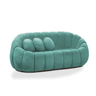 Sofá 2 Lugares Orgânico Para Sala Cloud Bouclê Azul Turquesa