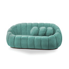 Sofá 2 Lugares Orgânico Para Sala Cloud Bouclê Azul Turquesa