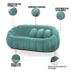 Sofá 2 Lugares Orgânico Para Sala Cloud Bouclê Azul Turquesa