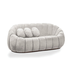 Sofá 2 Lugares Orgânico Para Sala Cloud Bouclê Cinza Claro E0