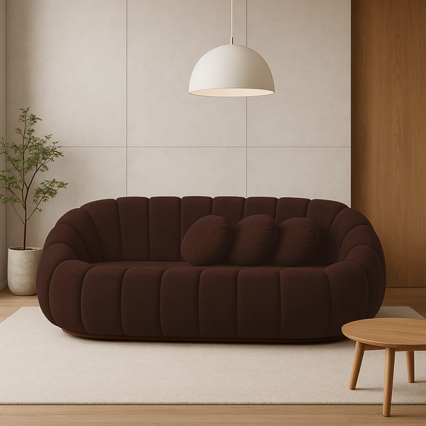 Sofá 2 Lugares Orgânico Para Sala Cloud Bouclê Marrom E03 - D