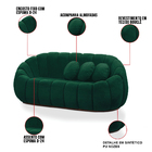 Sofá 2 Lugares Orgânico Para Sala Cloud Bouclê Verde E03 - D'