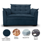Sofá 2 Lugares Para Sala Moderno Confortável Stella Suede Azu