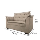 Sofá 2 Lugares Para Sala Moderno Confortável Stella Suede Bege