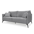 Sofá 2 Lugares Pé De Ferro Preto Rafaela 180 Cm Linho Cinza S