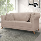 Sofá 2 Lugares Pé De Madeira Julieta 160 Cm Linho Areia S04 -