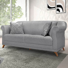 Sofá 2 Lugares Pé De Madeira Julieta 160 Cm Linho Cinza S04 -