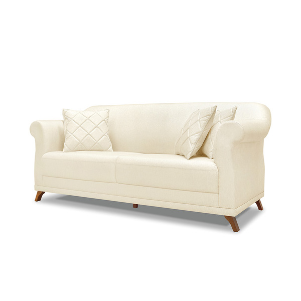 Sofá 2 Lugares Pé De Madeira Julieta 180 Cm Linho S04 - D'ros