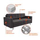 Sofá 2 Lugares Pé Palito Living Linho Cotton Grafite