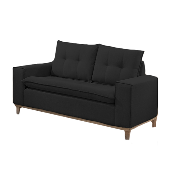 Sofá 2 Lugares Preto Em Veludo 1,56m Meier