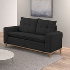 Sofá 2 Lugares Preto Em Veludo 1,56m Meier