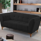 Sofá 2 Lugares Preto Em Veludo 1,75m Hoppi