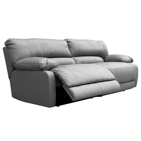 Sofá 2 Lugares Reclinável Elétrico Asmará 174cm Couro Cinza G