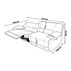 Sofá 2 Lugares Reclinável Elétrico Asmará 174cm Couro Cinza G