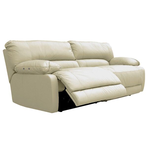 Sofá 2 Lugares Reclinável Elétrico Asmará 174cm Couro Off Whi