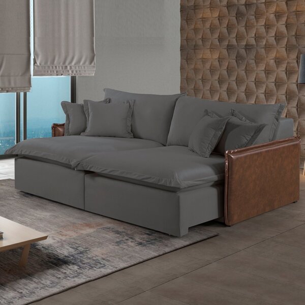 Sofá 2 Lugares Retrátil 254cm Pés Em Madeira Maciça Hamburgo