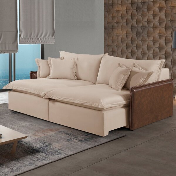 Sofá 2 Lugares Retrátil 254cm Pés Em Madeira Maciça Hamburgo