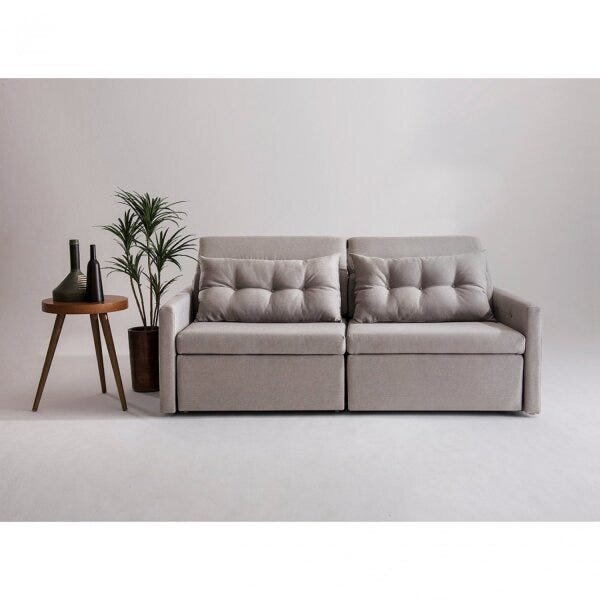 Sofa 2 Lugares Retratil E Reclinavel 176cm Linho Dimas  Bege