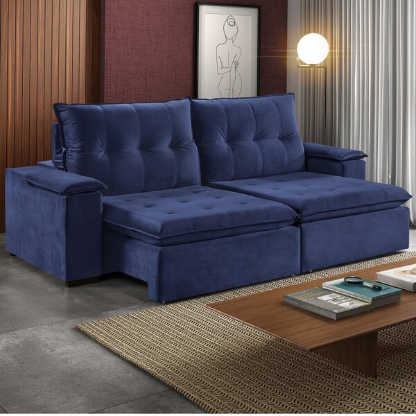 Sofá 2 Lugares Retrátil E Reclinável 190cm Pinheiros  Azul