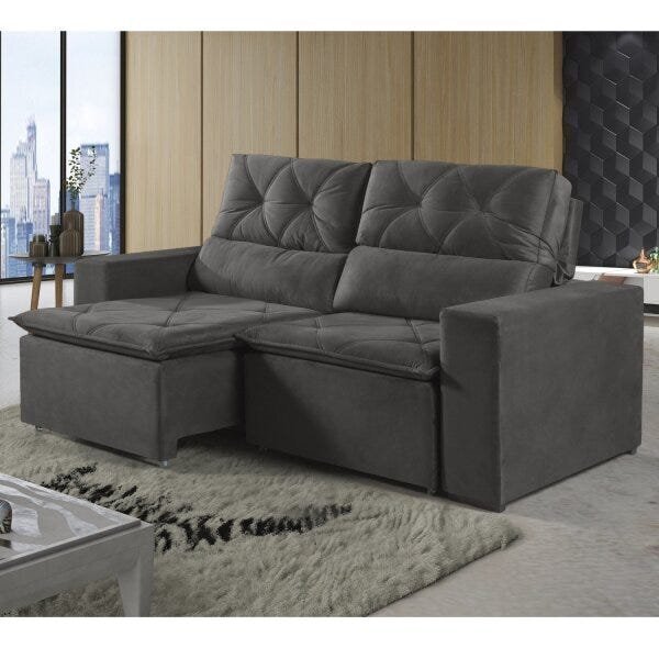 Sofá 2 Lugares Retrátil E Reclinável 200cm Oviedo  Grafite