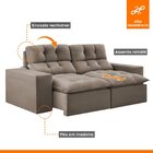 Sofá 2 Lugares Retrátil E Reclinável 200cm Paraty Bege