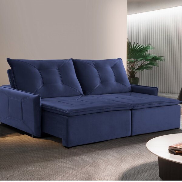 Sofá 2 Lugares Retrátil E Reclinável 200cm Slide Estofart Azul