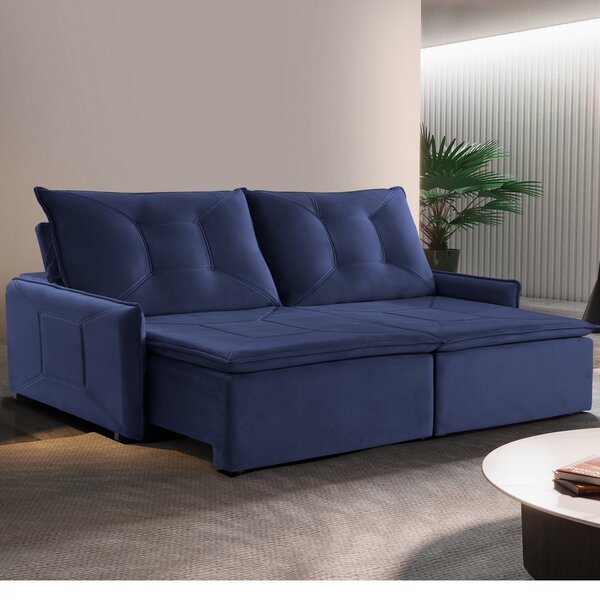 Sofá 2 Lugares Retrátil E Reclinável 220cm Slide Estofart Azul