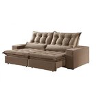 Sofá 2 Lugares Retrátil E Reclinável 230cm Vênus  Bege Suede