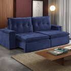 Sofá 2 Lugares Retrátil E Reclinável 250cm Pinheiros  Azul