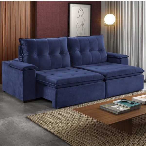 Sofá 2 Lugares Retrátil E Reclinável Com Usb 190cm Pinheiros