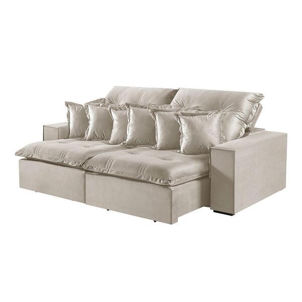 Sofá 2 Lugares Retrátil E Reclinável M-144 Veludo Martins Cre