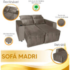 Sofá 2 Lugares Retrátil E Reclinável Madri 1,60m  Suede Bege