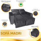 Sofá 2 Lugares Retrátil E Reclinável Madri 1,60m Suede Cinza