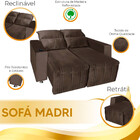 Sofá 2 Lugares Retrátil E Reclinável Madri 1.60m Suede Café