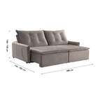 Sofá 2 Lugares Retrátil E Reclinável Slide Veludo Cinza 160 Cm
