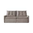 Sofá 2 Lugares Retrátil E Reclinável Slide Veludo Cinza 160 Cm