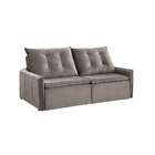 Sofá 2 Lugares Retrátil E Reclinável Slide Veludo Cinza 160 Cm