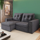 Sofá 2 Lugares Retrátil Eslovênia 180 Cm Veludo Grafite Pés D
