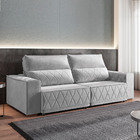 Sofá 2 Lugares Retrátil Gana 180 Cm Veludo Cinza Pés De Madei