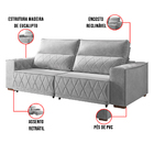 Sofá 2 Lugares Retrátil Gana 270 Cm Veludo Cinza Pés De Madei