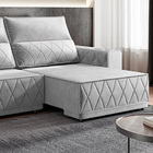 Sofá 2 Lugares Retrátil Gana 270 Cm Veludo Cinza Pés De Madei