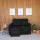 Sofá 2 Lugares Retrátil Lubeck Plush Suede Preto 140 Cm