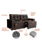 Sofá 2 Lugares Retrátil Lubeck Suede Grafite 140 Cm