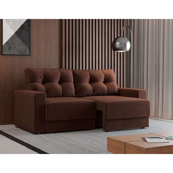 Sofá 2 Lugares Retrátil Lubeck Suede Marrom 140 Cm
